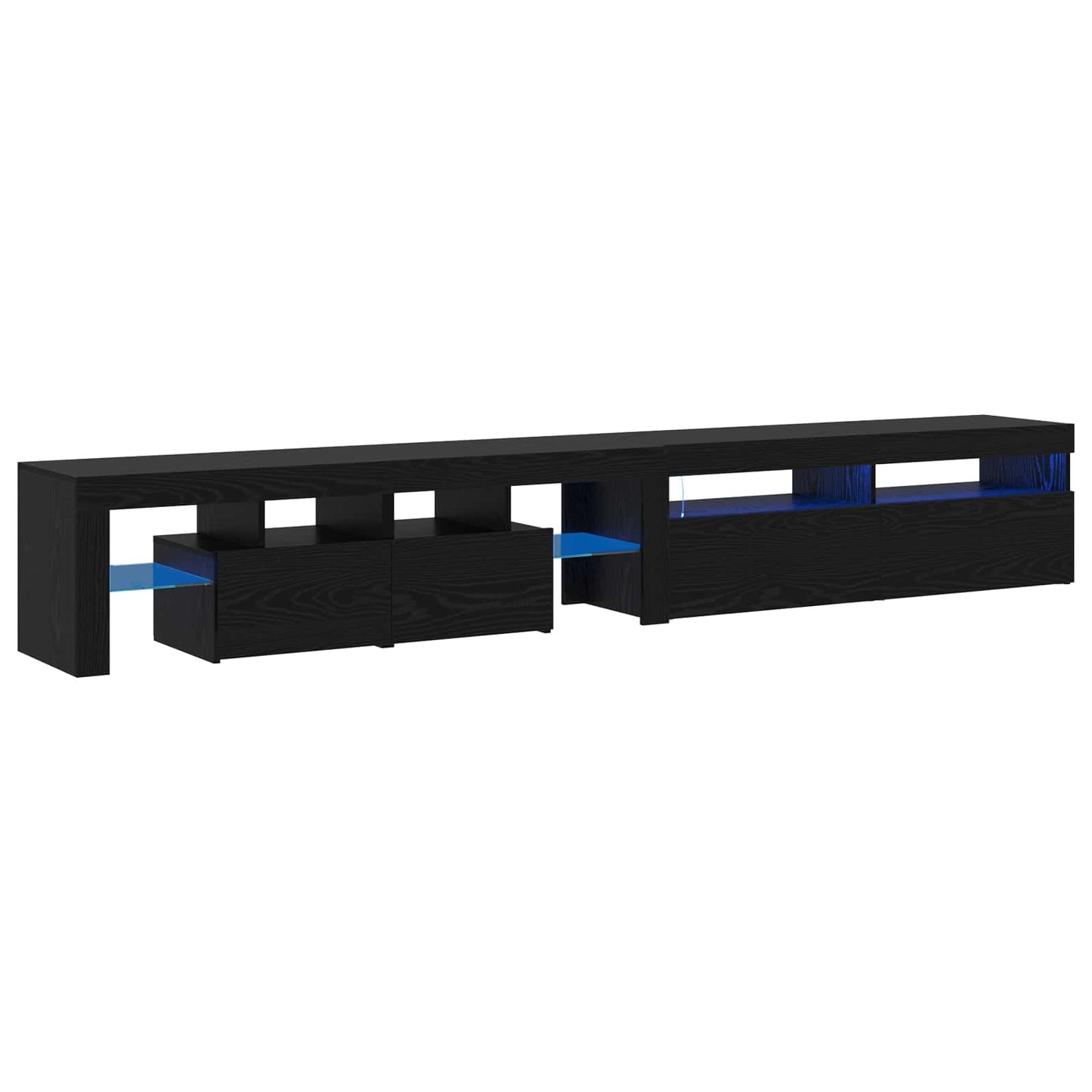 vidaXL TV Cabinet 2 pcs Black Oak 260 x 37 x 40 cm Engineered Wood
