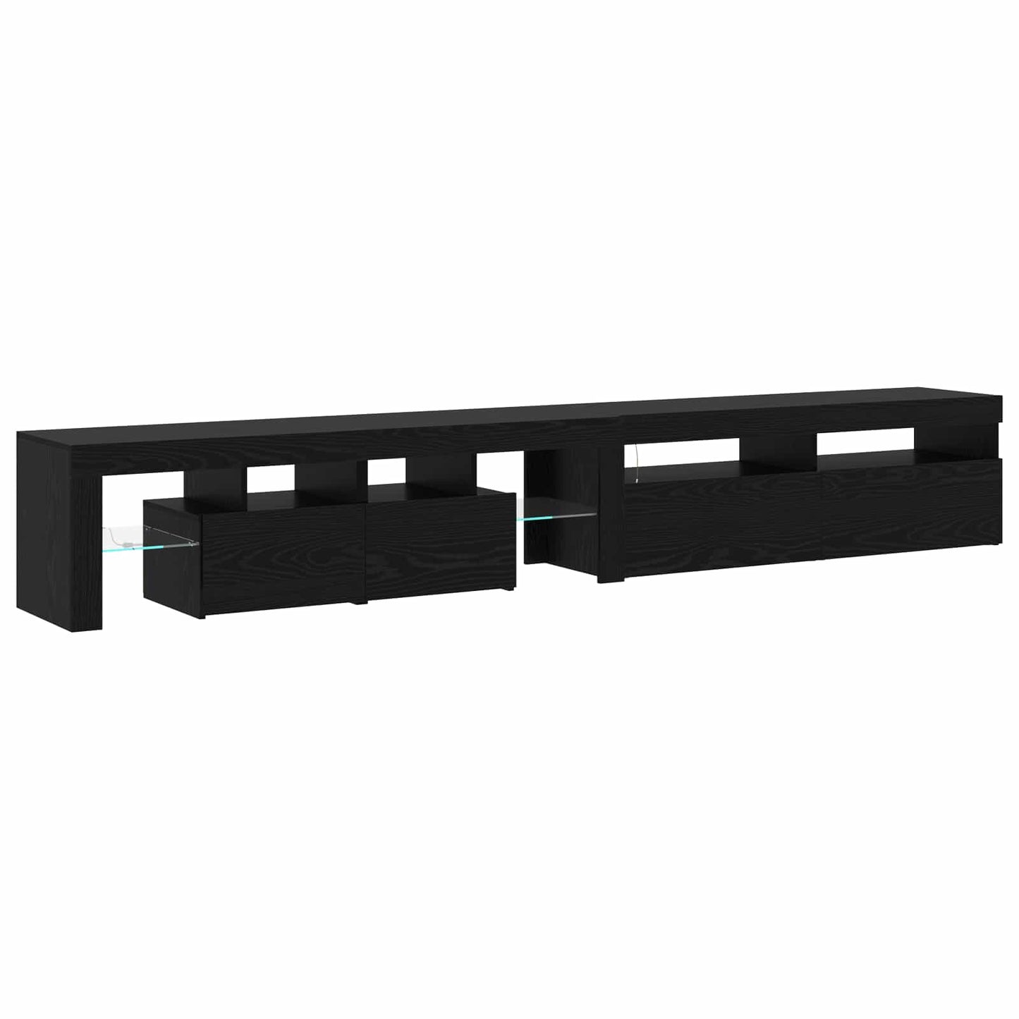 vidaXL TV Cabinet 2 pcs Black Oak 260 x 37 x 40 cm Engineered Wood
