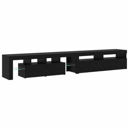 vidaXL TV Cabinet 2 pcs Black Oak 260 x 37 x 40 cm Engineered Wood