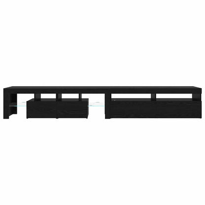 vidaXL TV Cabinet 2 pcs Black Oak 260 x 37 x 40 cm Engineered Wood
