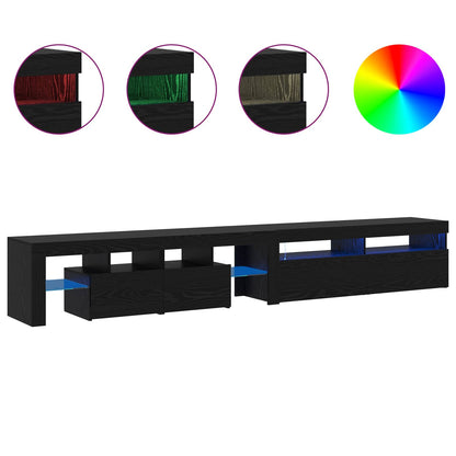 vidaXL TV Cabinet 2 pcs Black Oak 260 x 37 x 40 cm Engineered Wood