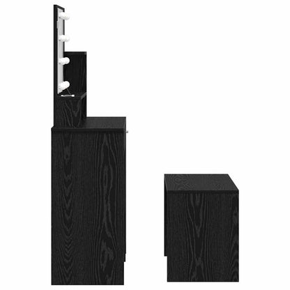 vidaXL LED Dressing Table Set 2 pcs Black Oak Engineered Wood
