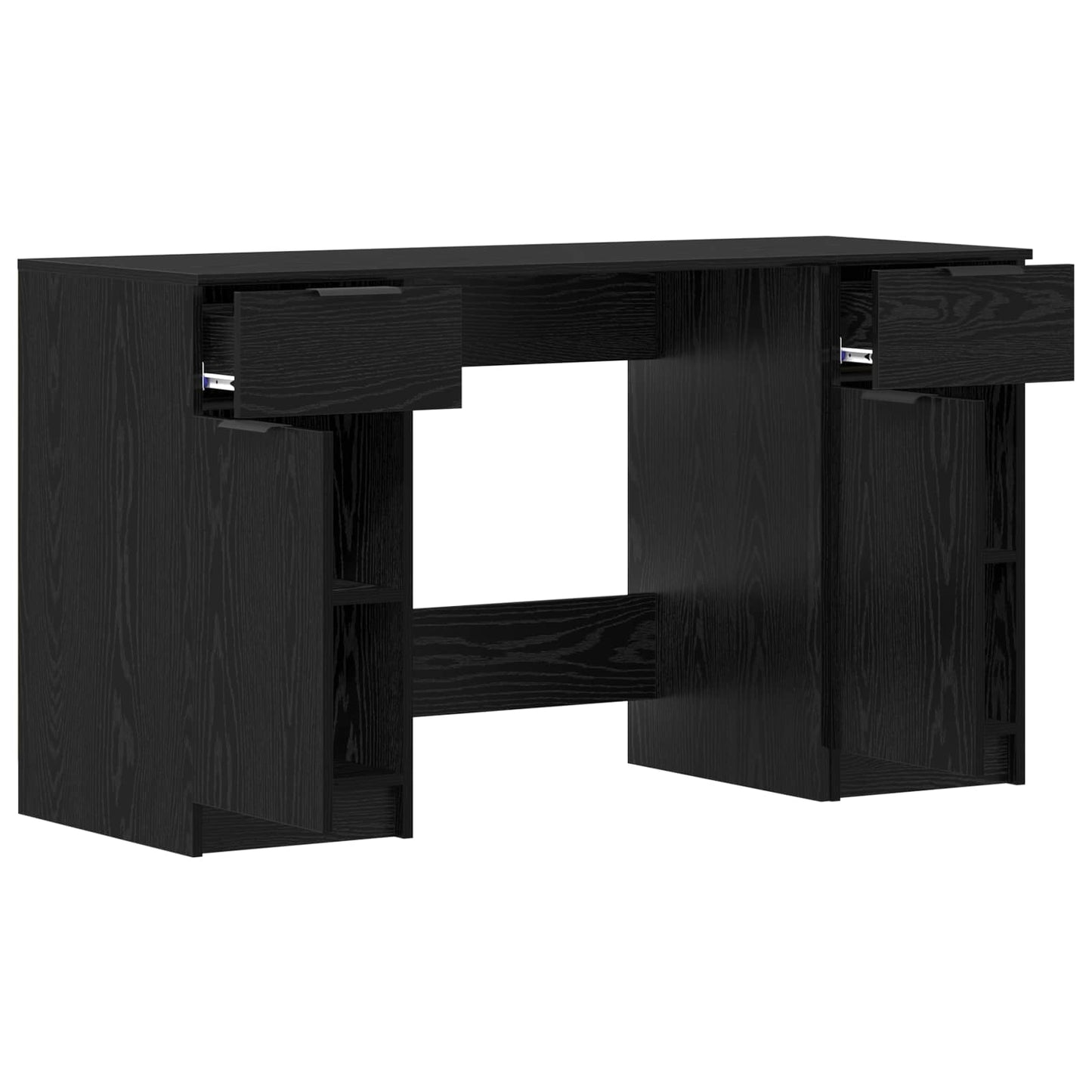 vidaXL Desk with Drawer Black Oak 133 x 50 x 75 cm Engineered Wood