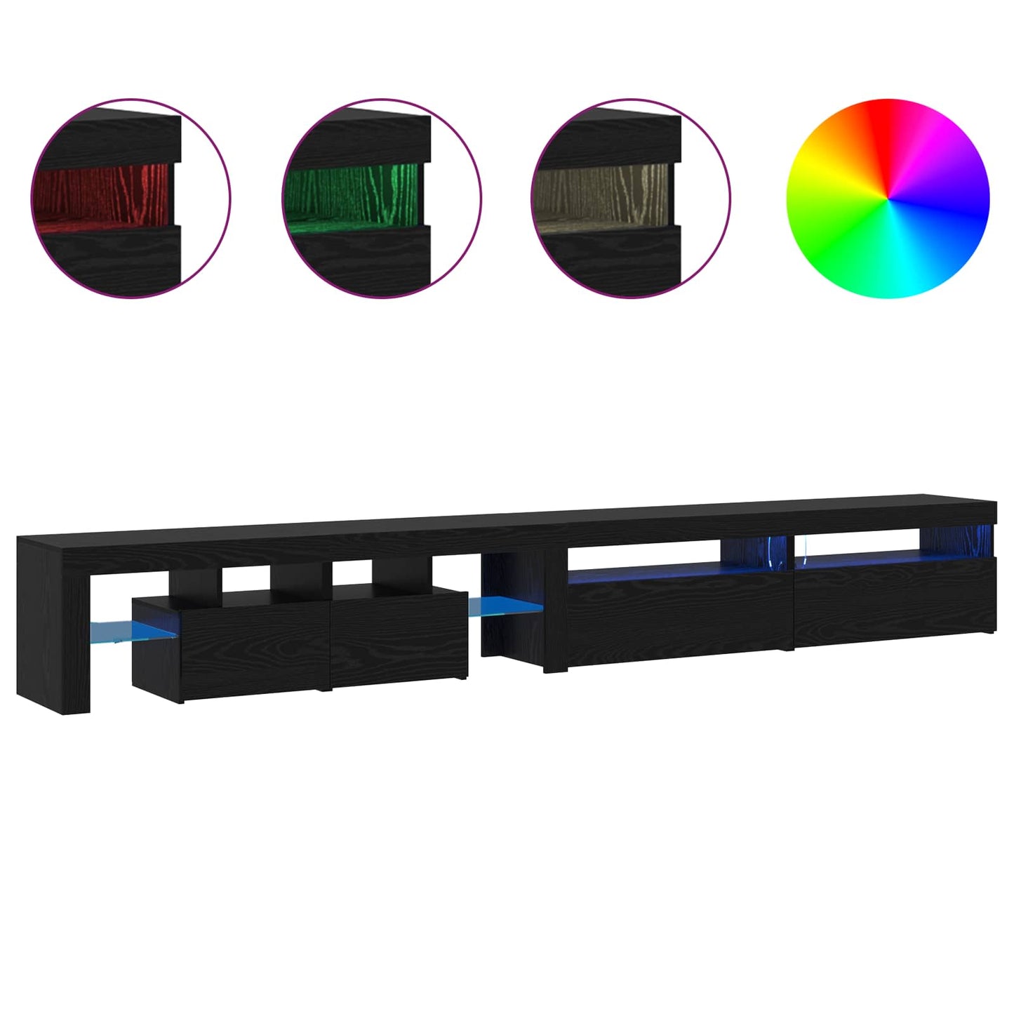 vidaXL TV Cabinet 3 pcs Black Oak 290 x 36.5 x 40 cm Engineered Wood