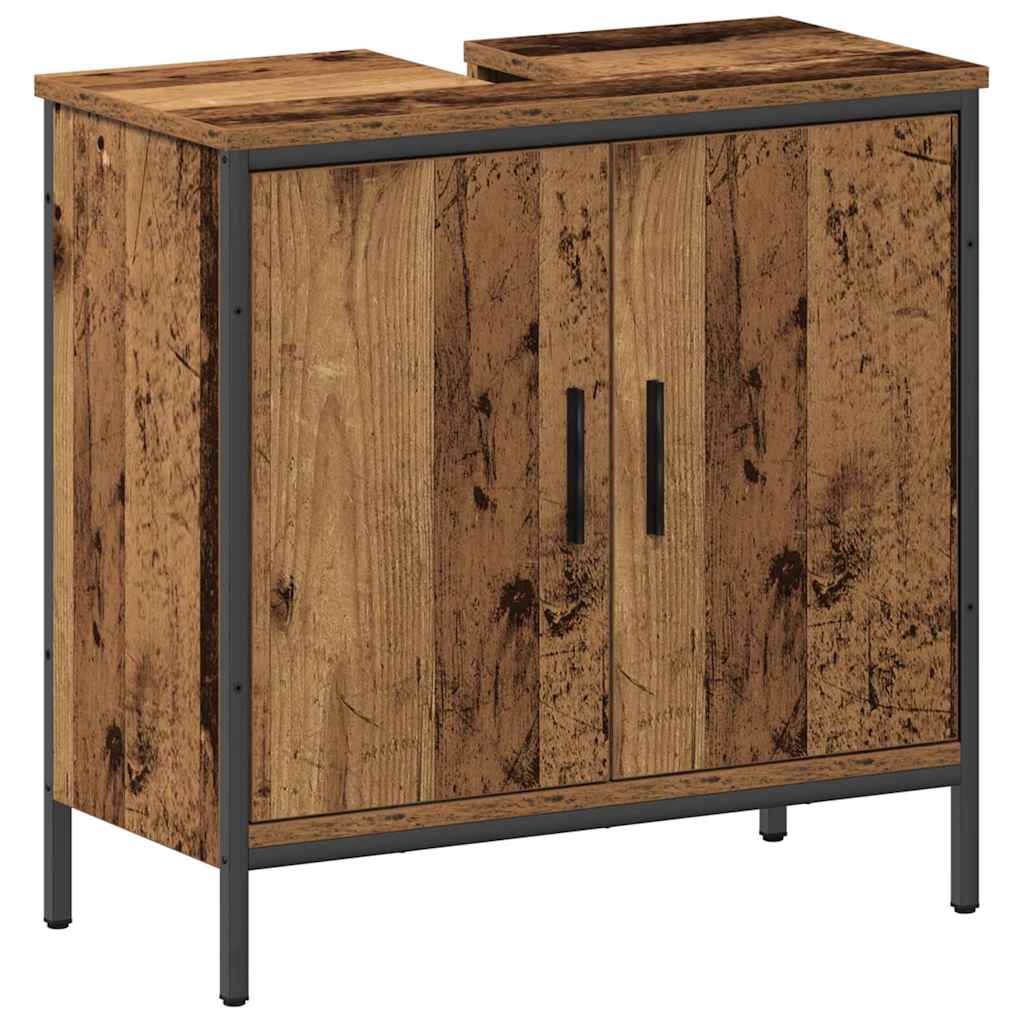 vidaXL Bathroom Furniture Set with Shelf 2 pcs Brown Engineered wood