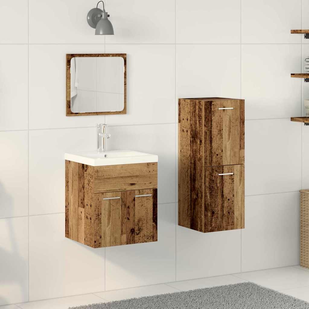 vidaXL Bathroom Furniture Set 3 pcs Old Wood Engineered Wood