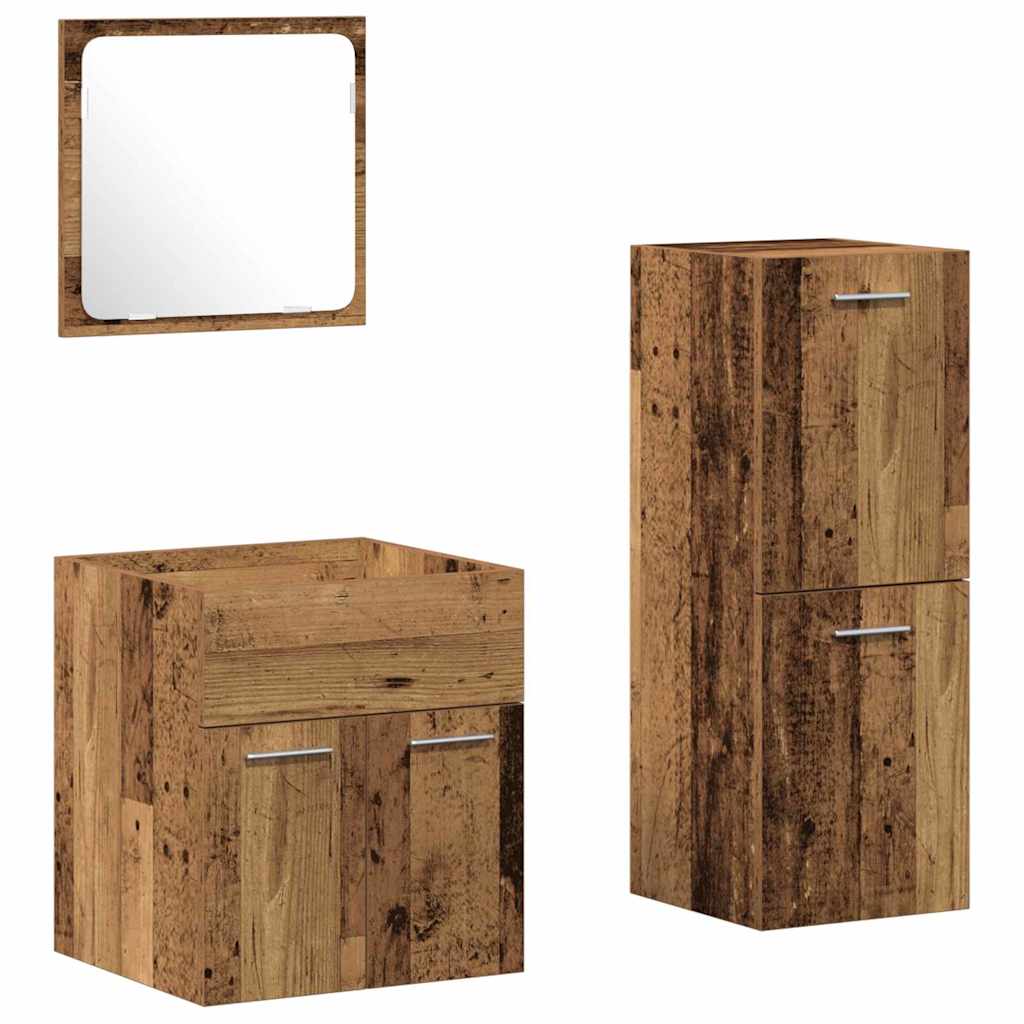 vidaXL Bathroom Furniture Set 3 pcs Old Wood Engineered Wood