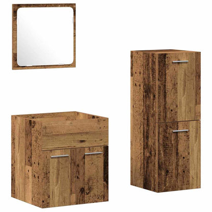 vidaXL Bathroom Furniture Set 3 pcs Old Wood Engineered Wood
