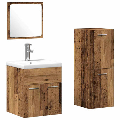 vidaXL Bathroom Furniture Set 3 pcs Old Wood Engineered Wood