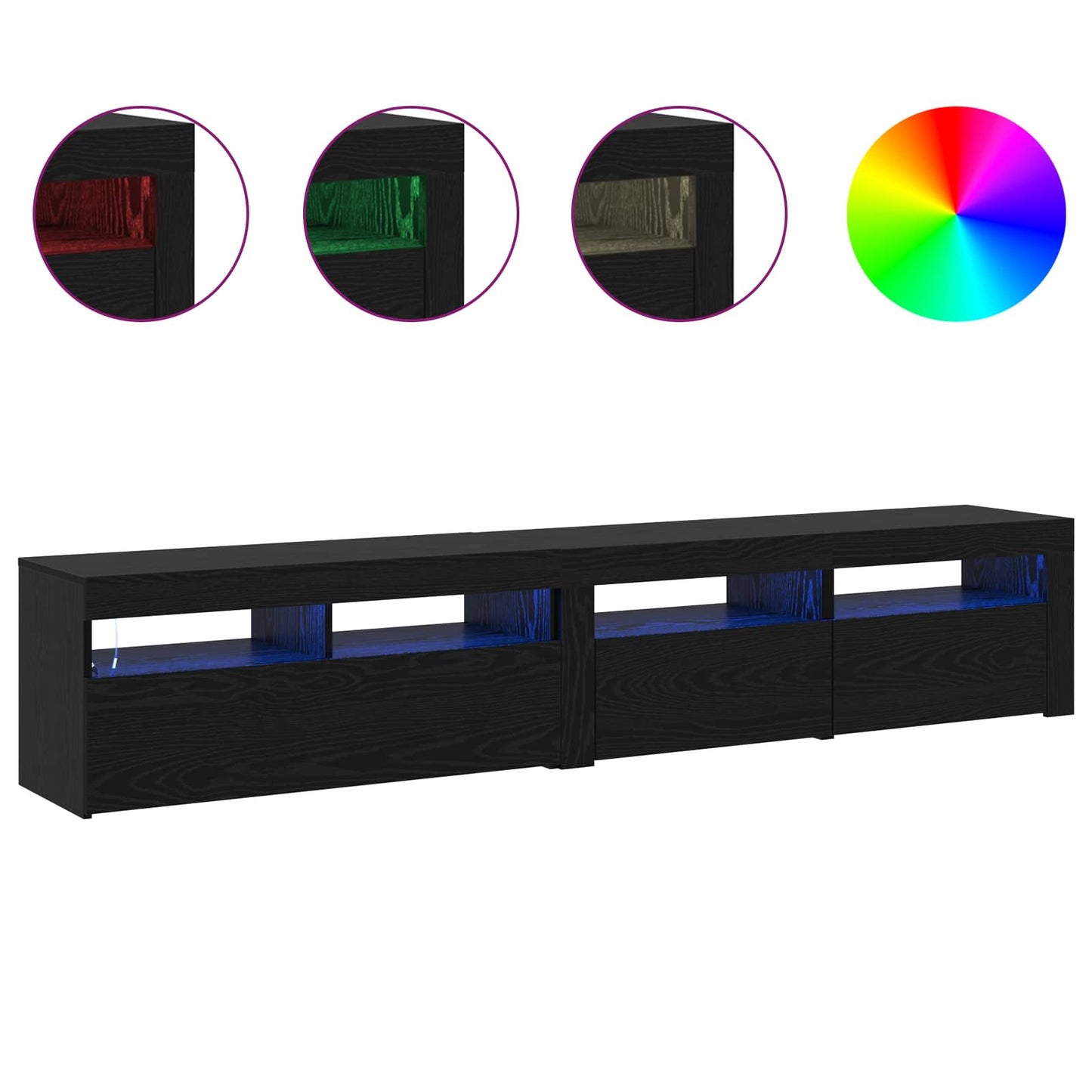 vidaXL TV Cabinet 2 pcs Black Oak 210 x 35 x 40 cm Engineered Wood
