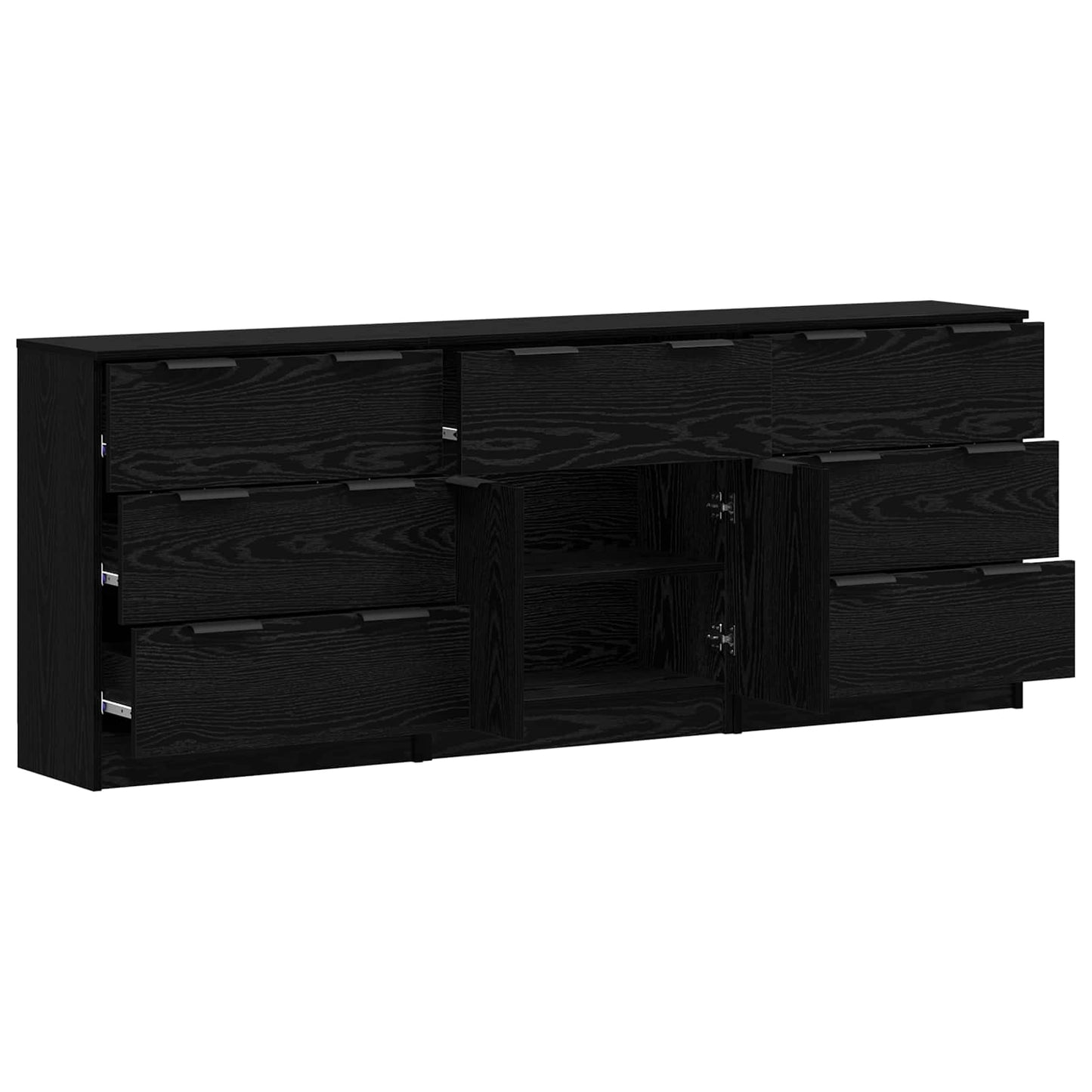 vidaXL Sideboard 3 pcs Black Oak 181 x 30 x 70 cm Engineered Wood