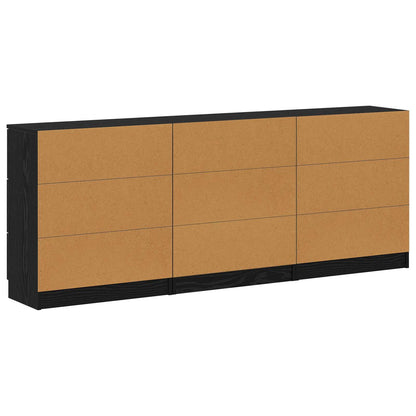 vidaXL Sideboard 3 pcs Black Oak 181 x 30 x 70 cm Engineered Wood