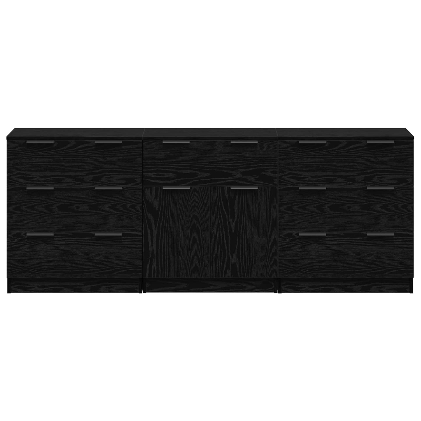 vidaXL Sideboard 3 pcs Black Oak 181 x 30 x 70 cm Engineered Wood