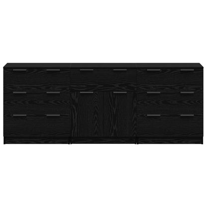 vidaXL Sideboard 3 pcs Black Oak 181 x 30 x 70 cm Engineered Wood