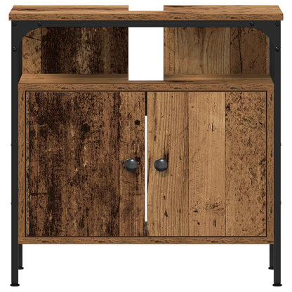 vidaXL Bathroom Furniture Set with Shelf 2 pcs Brown Engineered wood