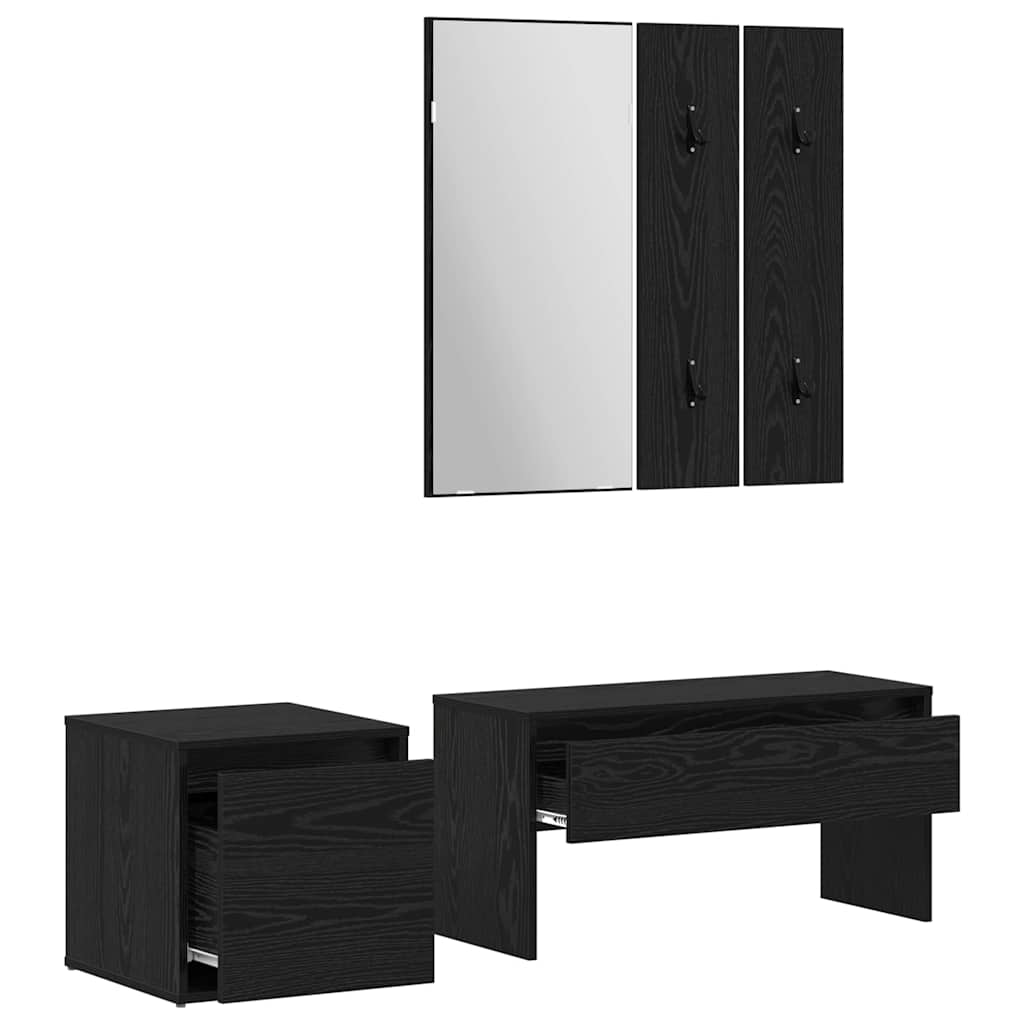 vidaXL Hallway Furniture Set 3 pcs Black oak 80 x 31 x 40 cm
