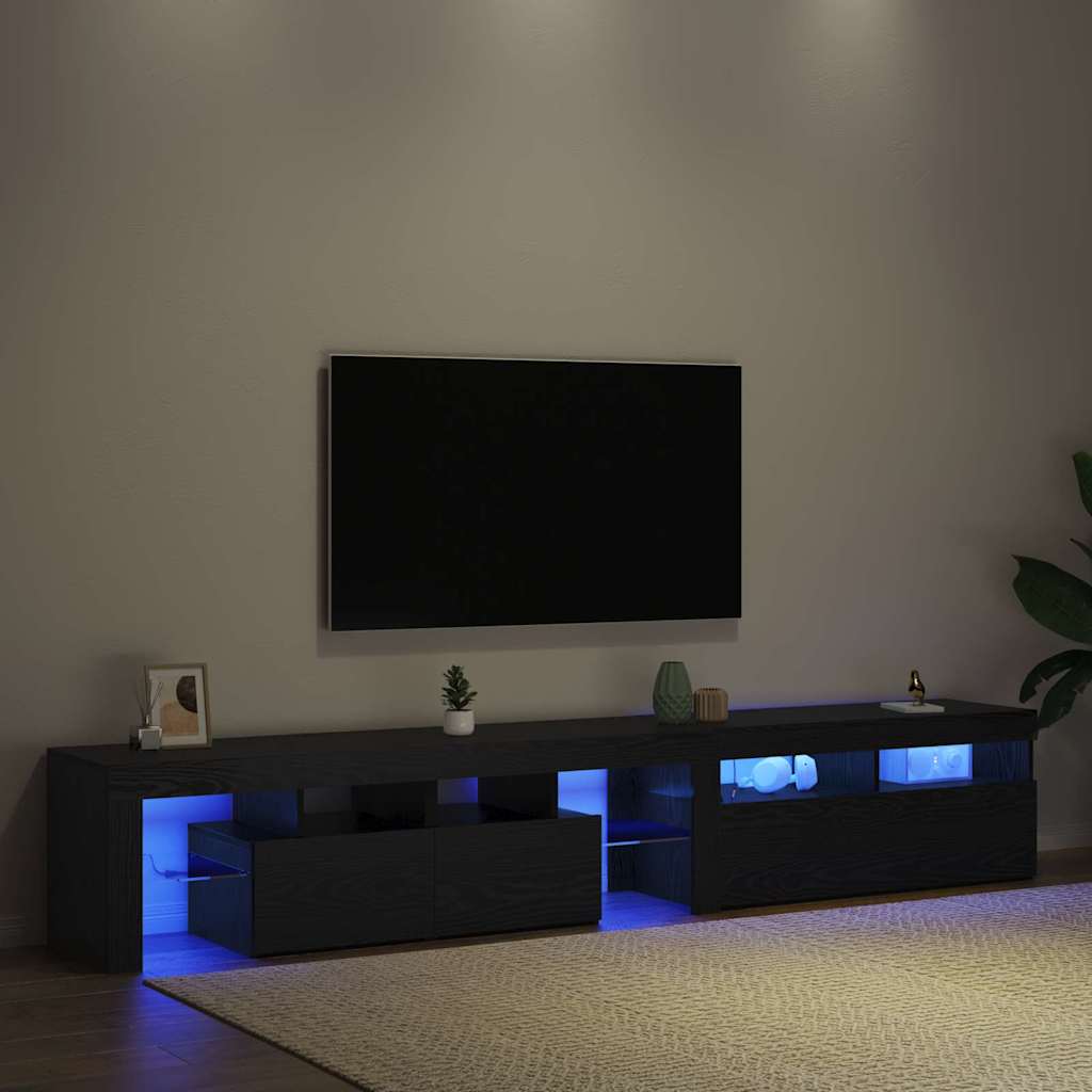 vidaXL TV Cabinet 2 pcs Black Oak 230 x 36.5 x 40 cm Engineered Wood
