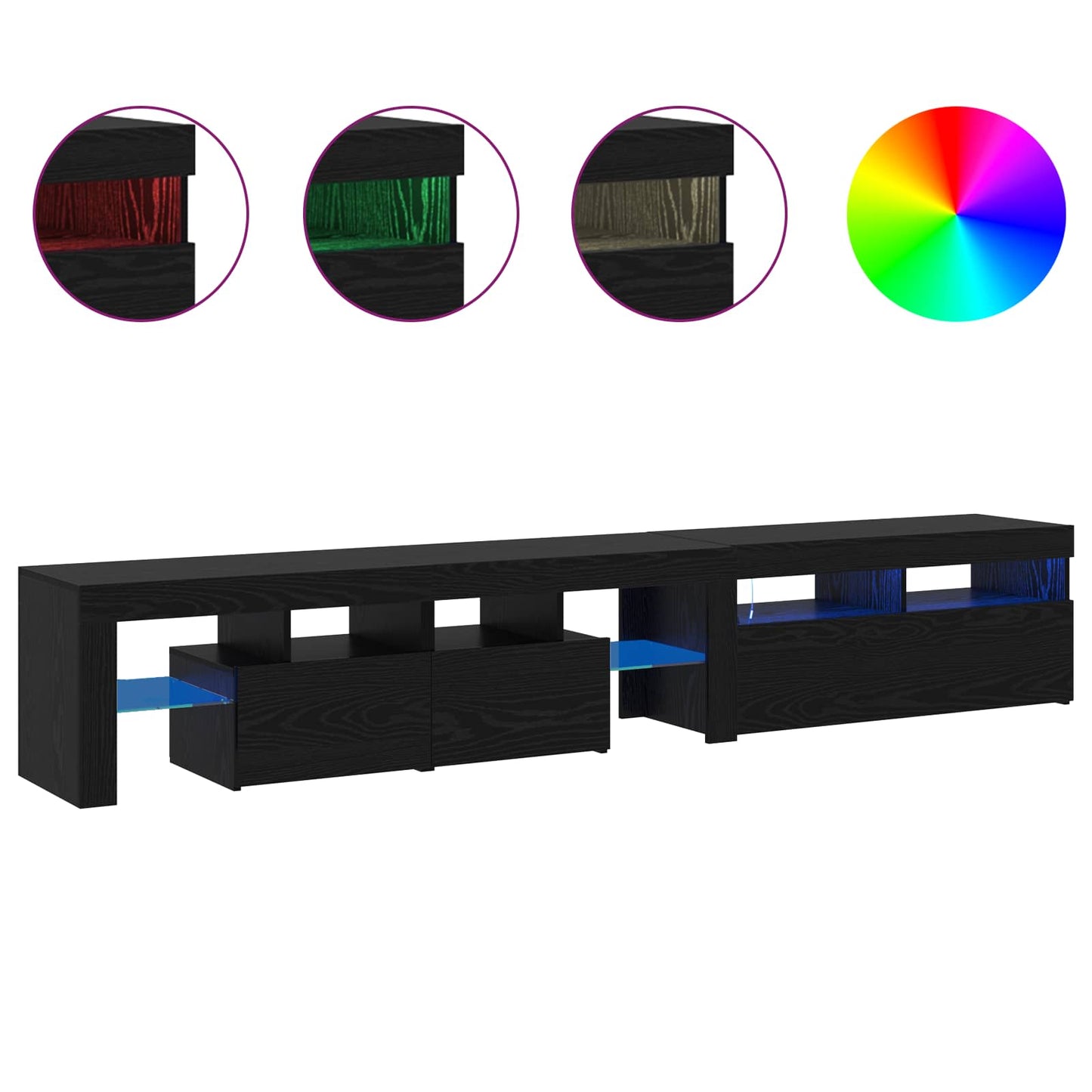 vidaXL TV Cabinet 2 pcs Black Oak 230 x 36.5 x 40 cm Engineered Wood
