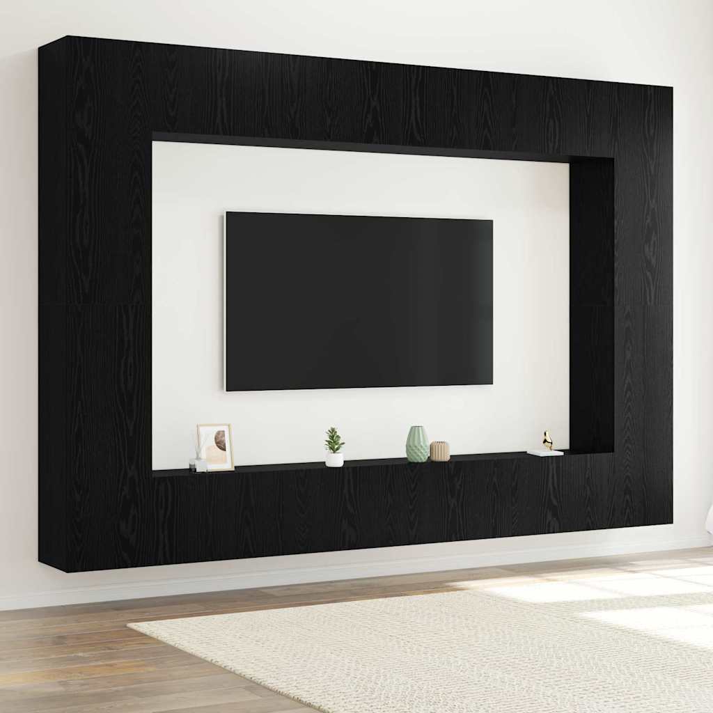 vidaXL TV Cabinet Set 8 pcs Black Oak 100 x 30 x 30 cm Engineered Wood