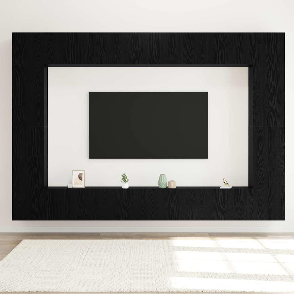 vidaXL TV Cabinet Set 8 pcs Black Oak 100 x 30 x 30 cm Engineered Wood
