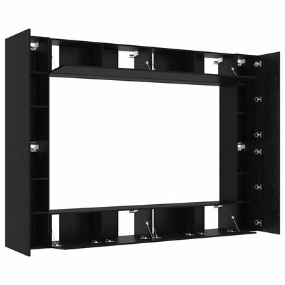 vidaXL TV Cabinet Set 8 pcs Black Oak 100 x 30 x 30 cm Engineered Wood