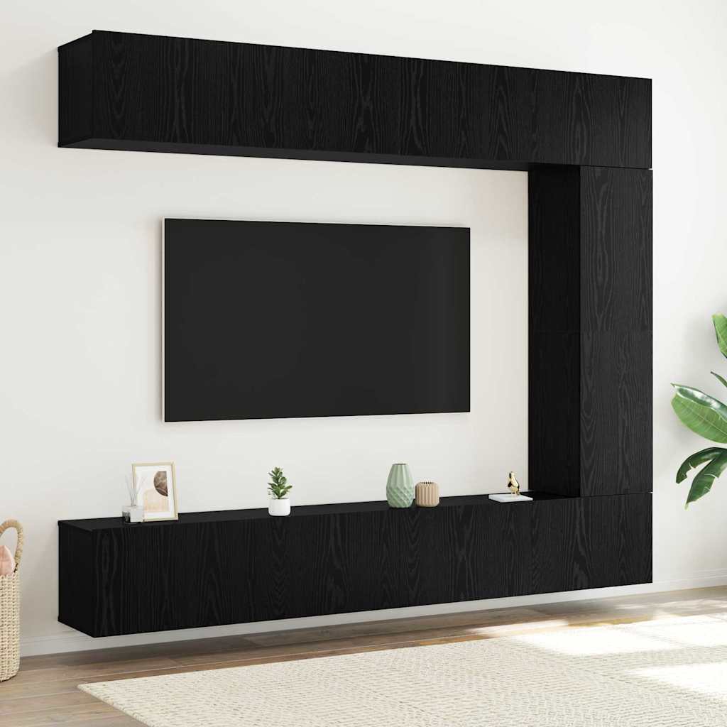 vidaXL TV Cabinet Set Wall-mounted 5 pcs Black Oak Engineered Wood