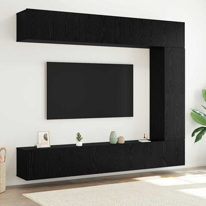 vidaXL TV Cabinet Set Wall-mounted 5 pcs Black Oak Engineered Wood