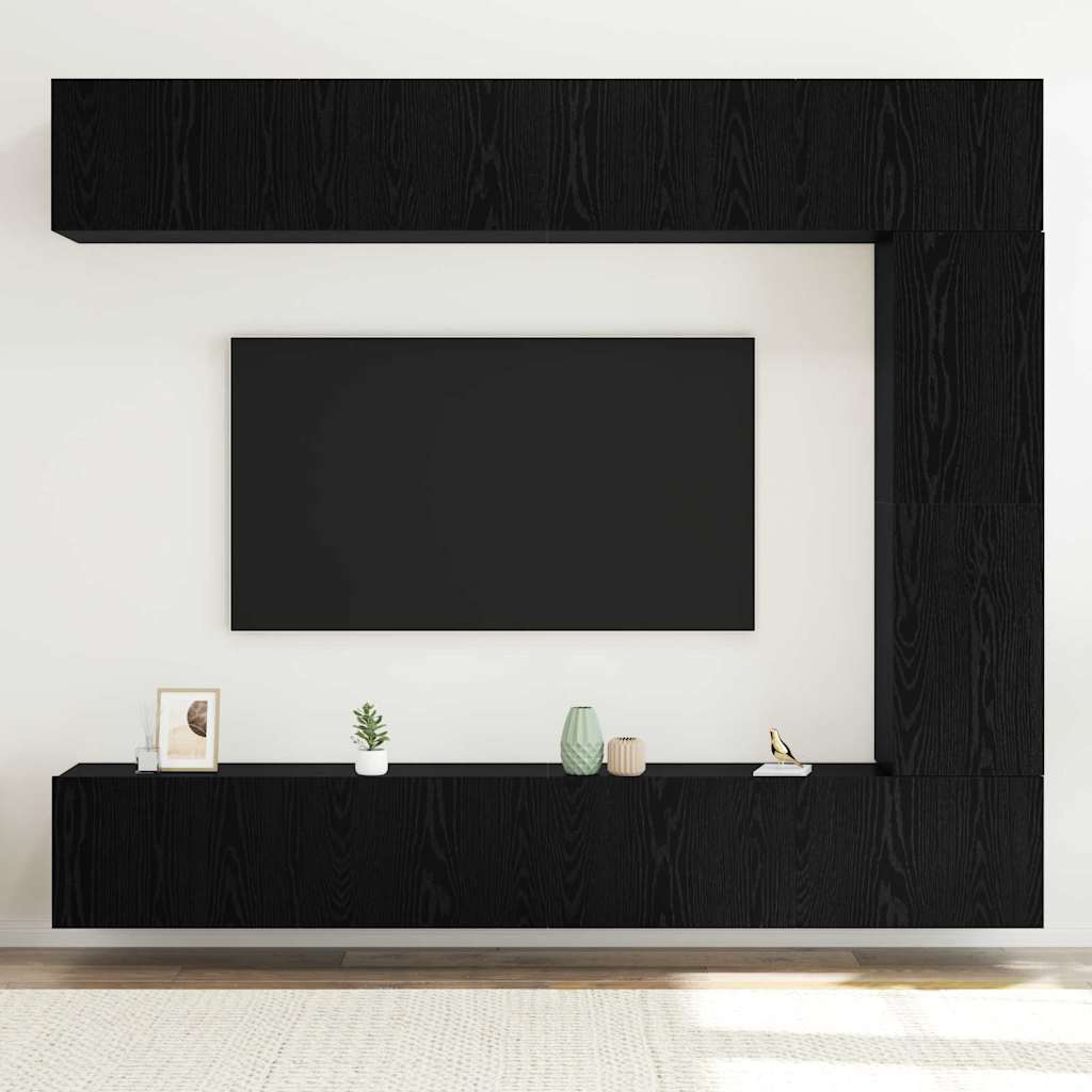 vidaXL TV Cabinet Set Wall-mounted 5 pcs Black Oak Engineered Wood