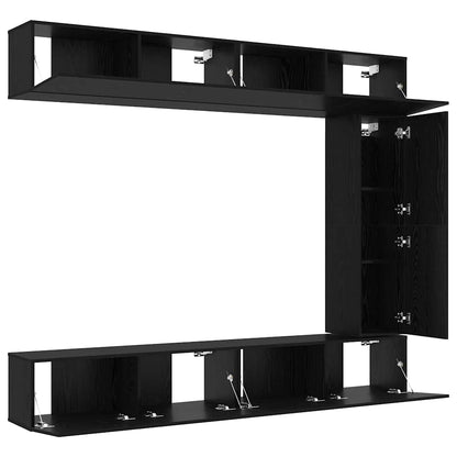 vidaXL TV Cabinet Set Wall-mounted 5 pcs Black Oak Engineered Wood