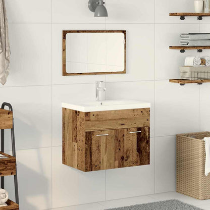 vidaXL Bathroom Furniture Set Wall-mounted with Door Engineered Wood