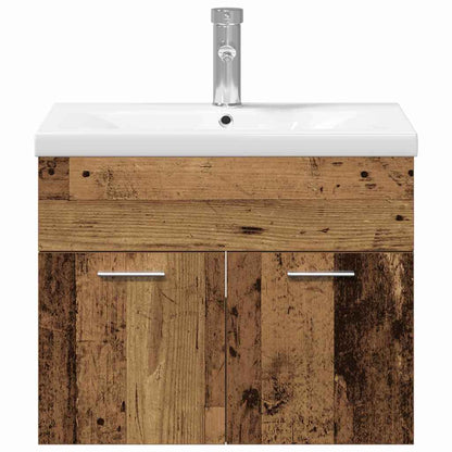 vidaXL Bathroom Furniture Set Wall-mounted with Door Engineered Wood