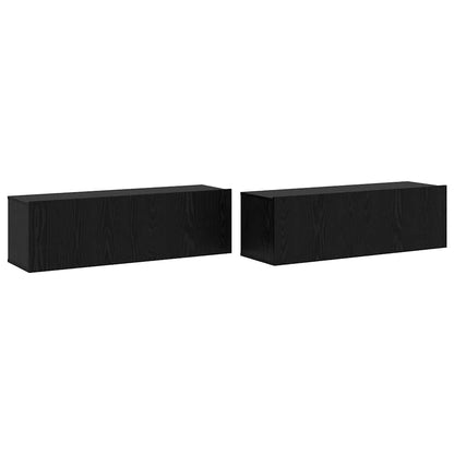 vidaXL TV Cabinet Set Wall-mounted 8 pcs Black Oak Engineered Wood
