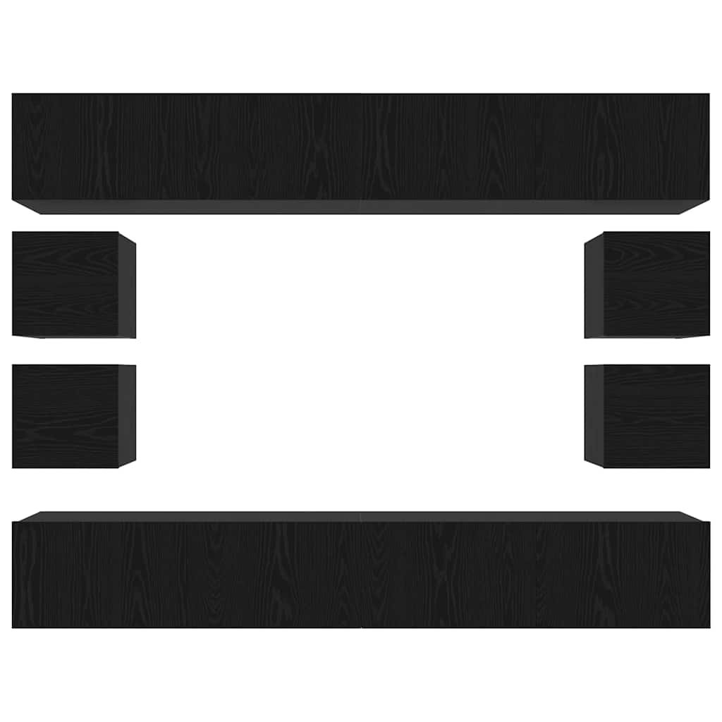 vidaXL TV Cabinet Set Wall-mounted 8 pcs Black Oak Engineered Wood