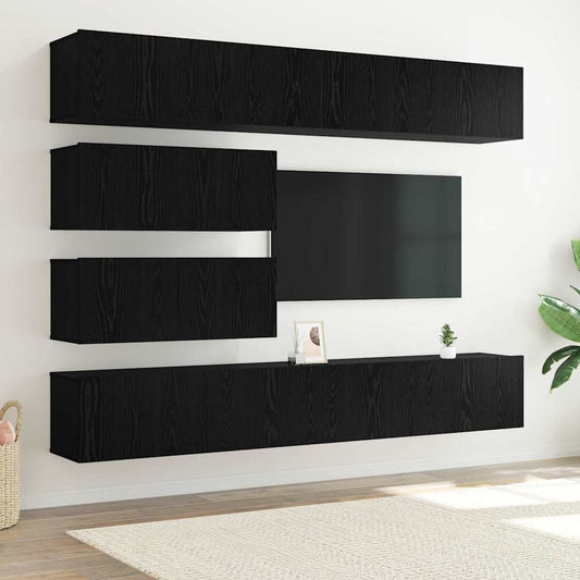 vidaXL TV Cabinet Set 6 pcs Black Oak Engineered Wood