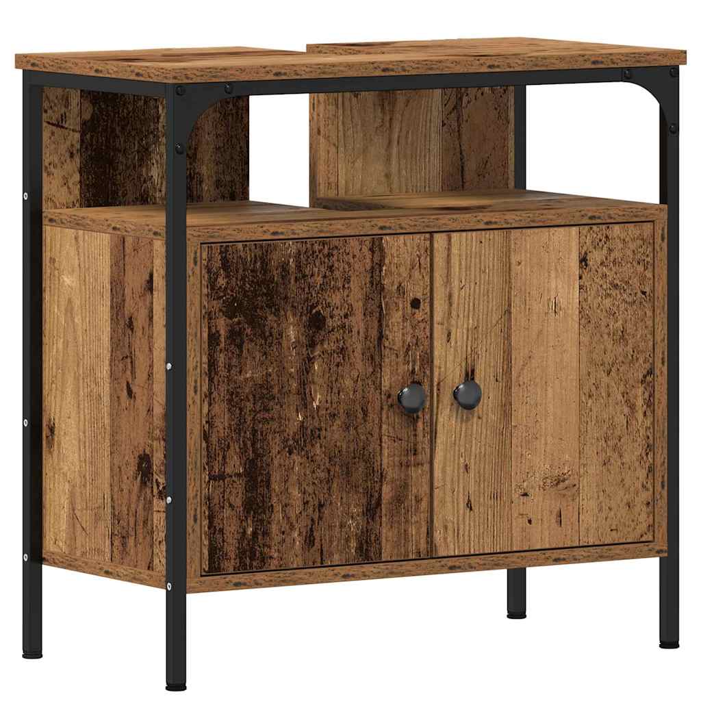 vidaXL Bathroom Furniture Set with Shelf 2 pcs Brown Engineered wood