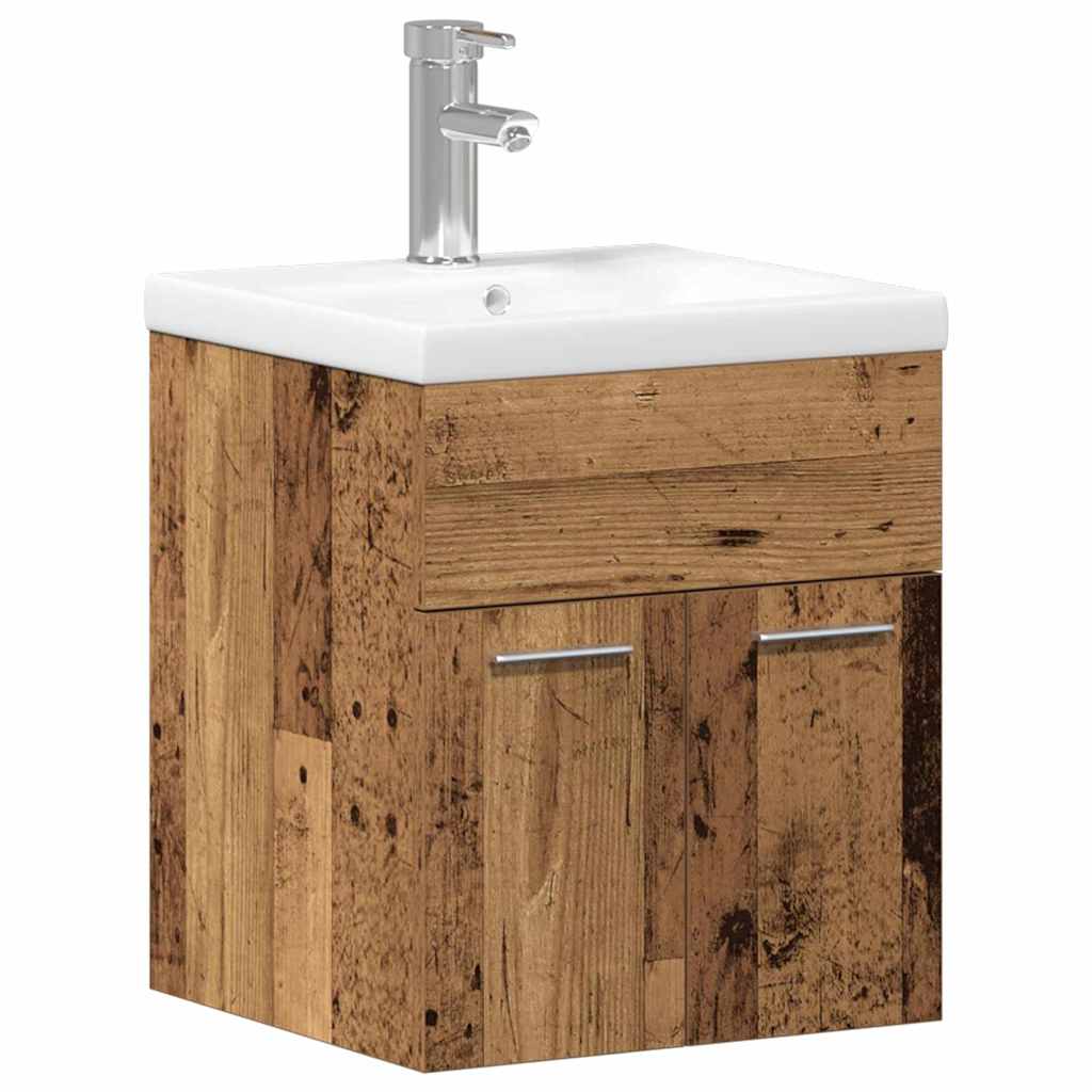 vidaXL Bathroom Furniture Set with Door 3 pcs Old Wood Engineered Wood