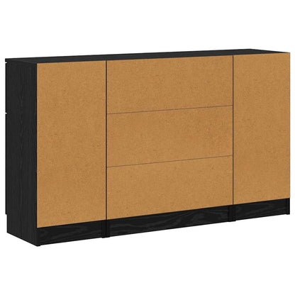 vidaXL Sideboard with Drawer 3 pcs Black Oak Engineered Wood