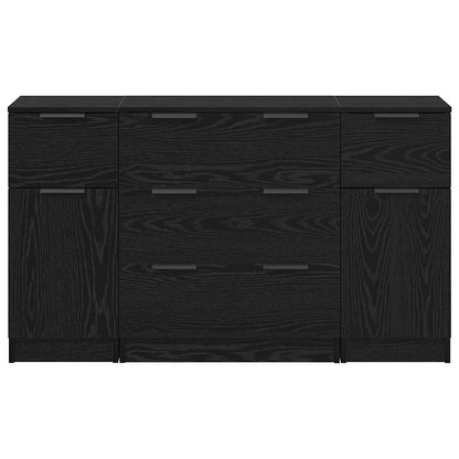 vidaXL Sideboard with Drawer 3 pcs Black Oak Engineered Wood