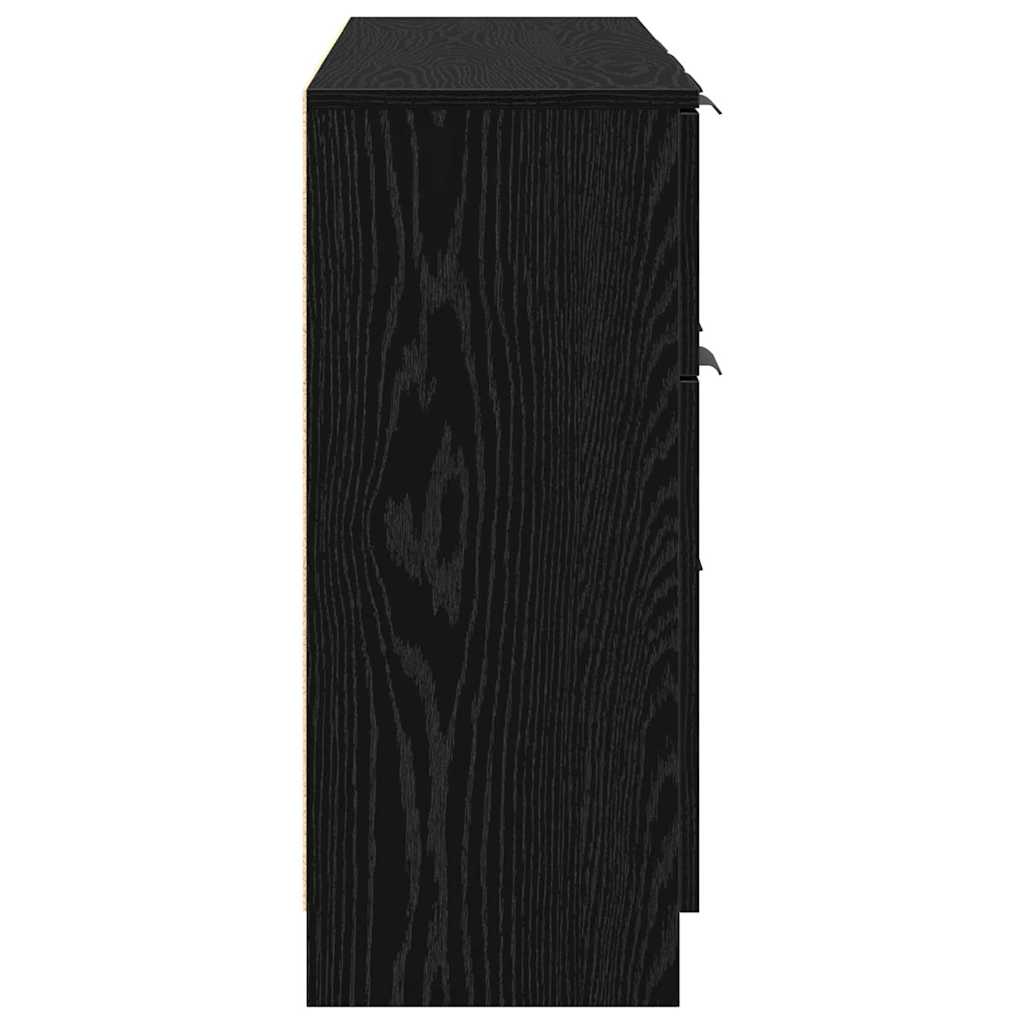 vidaXL Sideboard with Drawer 3 pcs Black Oak Engineered Wood