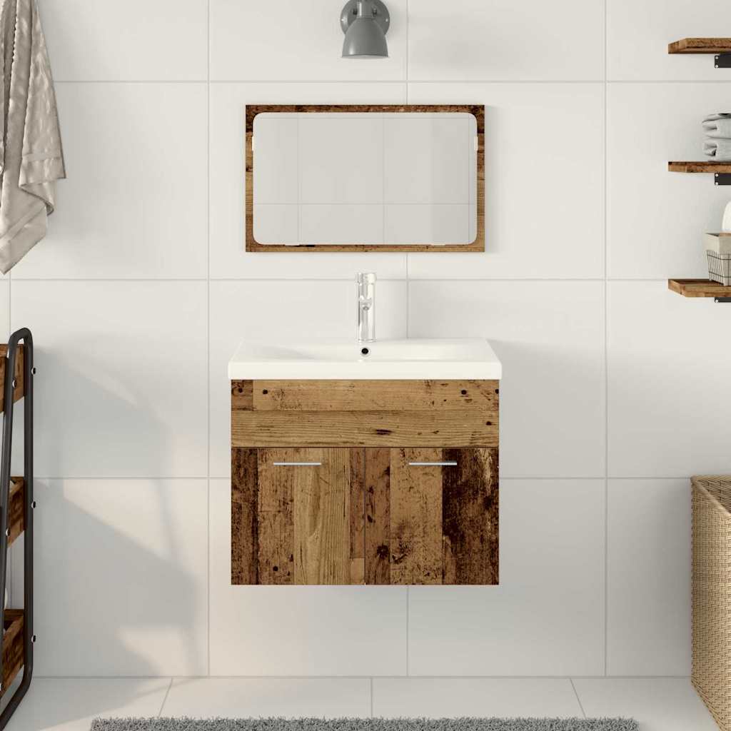 vidaXL Bathroom Furniture Set with Door 3 pcs Old Wood Engineered Wood