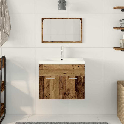 vidaXL Bathroom Furniture Set with Door 3 pcs Old Wood Engineered Wood