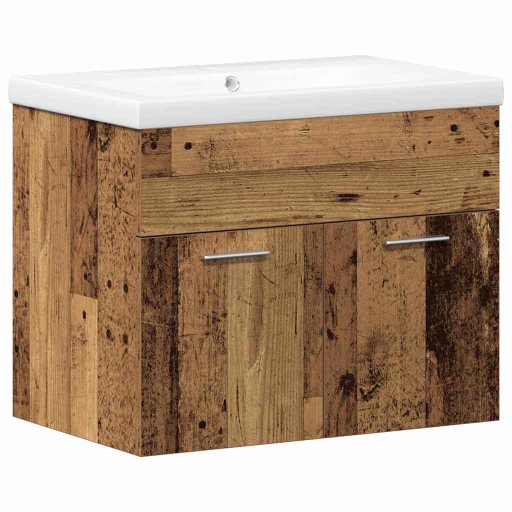 vidaXL Bathroom Furniture Set with Door 3 pcs Old Wood Engineered Wood