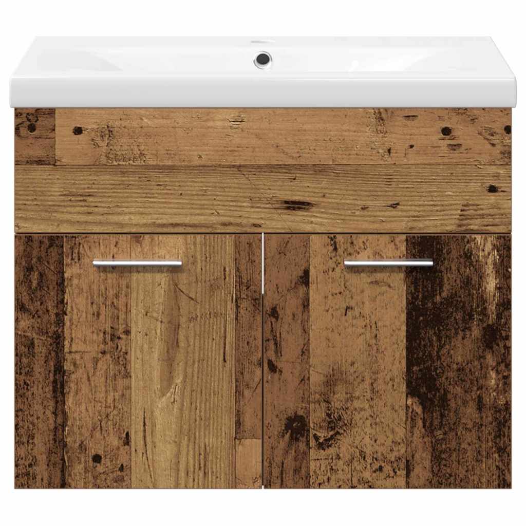 vidaXL Bathroom Furniture Set with Door 3 pcs Old Wood Engineered Wood