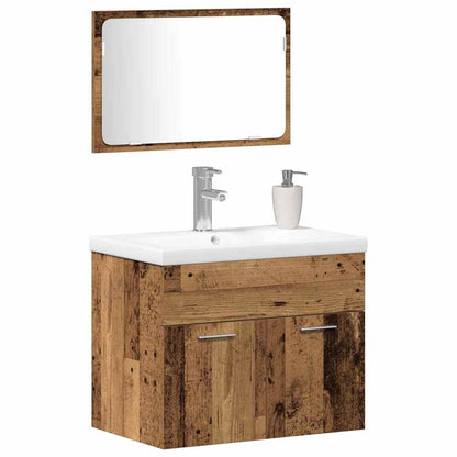 vidaXL Bathroom Furniture Set with Door 3 pcs Old Wood Engineered Wood