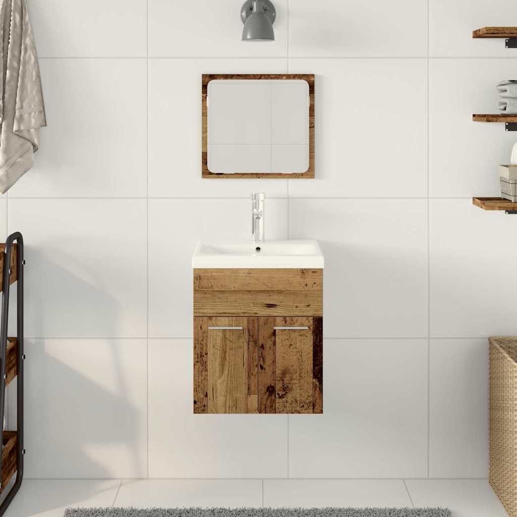 vidaXL Bathroom Furniture Set with Door 3 pcs Old Wood Engineered Wood
