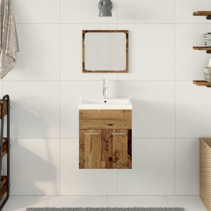 vidaXL Bathroom Furniture Set with Door 3 pcs Old Wood Engineered Wood