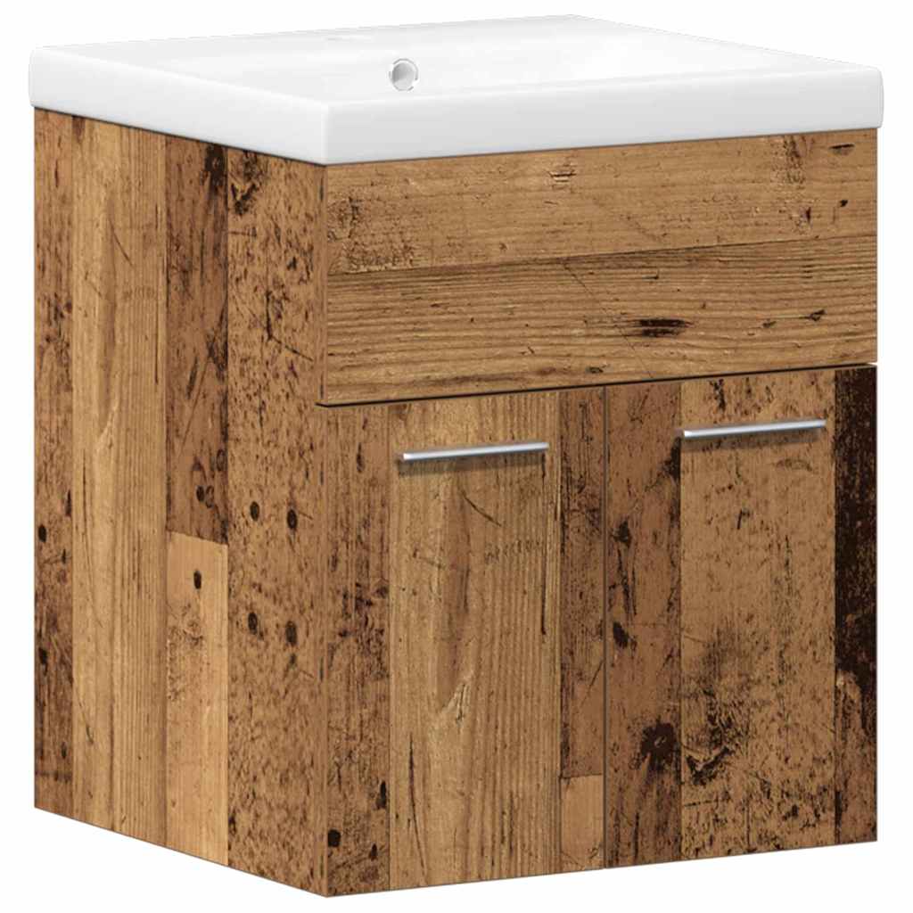 vidaXL Bathroom Furniture Set with Door 3 pcs Old Wood Engineered Wood