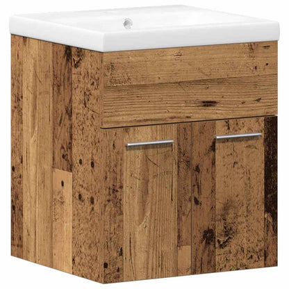vidaXL Bathroom Furniture Set with Door 3 pcs Old Wood Engineered Wood