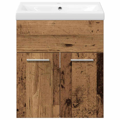 vidaXL Bathroom Furniture Set with Door 3 pcs Old Wood Engineered Wood