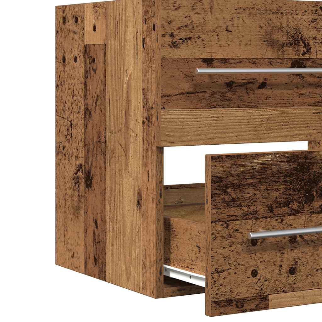 vidaXL Bathroom Sink Cabinet with Drawer Wall-mounted 2 pcs Old Wood